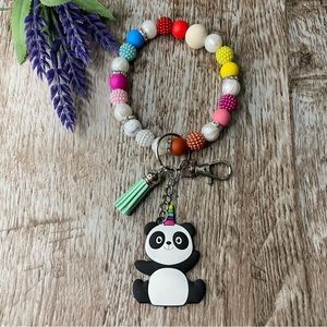 Wristlet Pride Panda Keychain Silicone Bead Handmade Bracelet Gift Custom Key